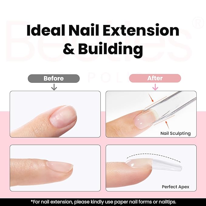 Beetles Hard Gel for Nails-Rose Dusk 1 oz 9 in 1 Nail Extension Sculpting High Hardness for Salon Professionals, Pink Builder Nail Gel, UV & LED Lamp Needed