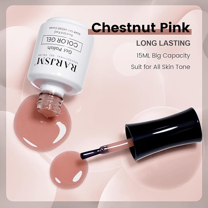 RARJSM Nude Gel Nail Polish Chestnut Pink Neutral Skin Tone Sheer Jelly Gel Polish 1PC 15ml Single Bottle Cream Transparent Pink Nail Gel Polish Soak off UV LED Cured for Home Salon DIY Manicure