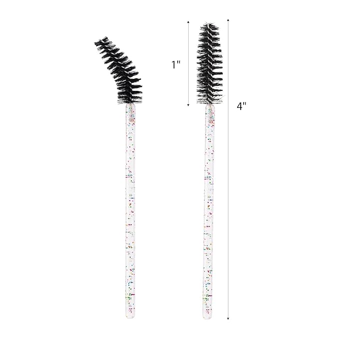 BTYMS 100 Pieces Eyelash Mascara Brushes Disposable Lash Wands Makeup Applicators Eyebrow Spoolies Brush for Eyelash Extensions - Black