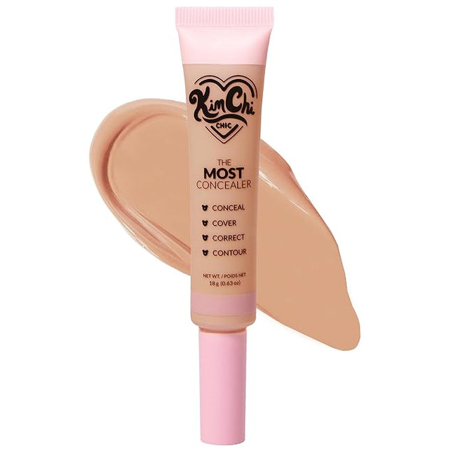 KimChiChic Beauty The Most Concealer | Full Coverage Water Resistant Multi-Use Concealer | Conceal, Correct, Contour & Highlight | Matte Satin Hybrid Finish | Brush Applicator, 0.63 oz, 05-Peach Fuzz