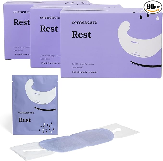 Rest: Self heating warm compress for dry eye | Heated eye Mask for fast relief | No microwave or washcloths needed | Travel ready | 90 counts