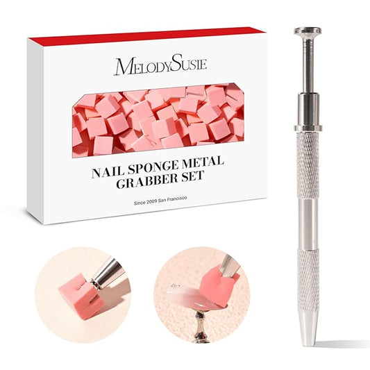 MelodySusie Soft Nail Sponges for Ombre & Gradient Nails, Professional Manicure Tools with Grabbing Pen, Salon Accessories