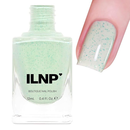 ILNP Dew Drop - Pastel Mint Speckled Nail Polish, Chip Resistant, 7-Free, Non-Toxic, Vegan, Cruelty Free, 12ml