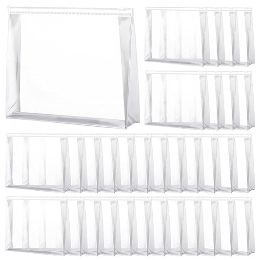 Xuniea 50 Pcs Mini Clear Makeup Bag Small Clear Zipper Pouch Travel Plastic Cosmetic Organizer Waterproof for Toiletries Swimsuit Bikini Bathing Suit(11.81'',Transparent)