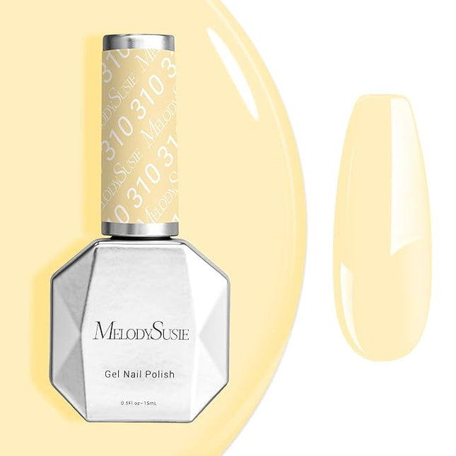 MelodySusie 15ML Milky Yellow Gel Nail Polish,Macaron Color Nails Soak Off UV LED Creamy Yellow Gel Polish Gift for Women Nail Art Manicure Salon DIY Nail Design Decoration at Home-310-A2901