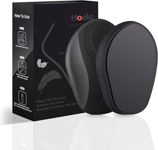 Crystal Hair Eraser for Women and Men, Reusable Crystal Hair Remover Painless Exfoliation Hair Removal Tool for Back Arms Legs (Black)