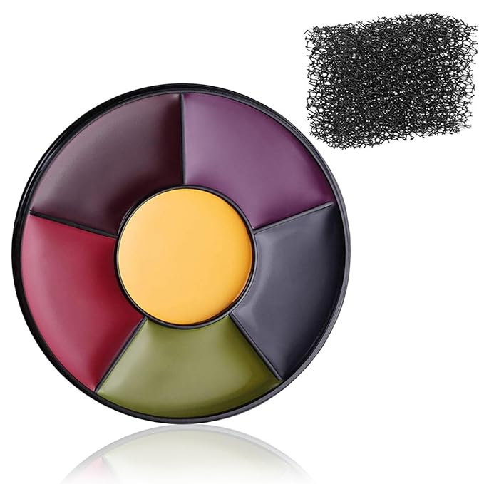 6 Colors Bruise Wheel for Halloween SFX Makeup, Face Body Oil Paint for Theatrical Zombie Bruise Special Effects Makeup with 3pcs Stipple Sponges