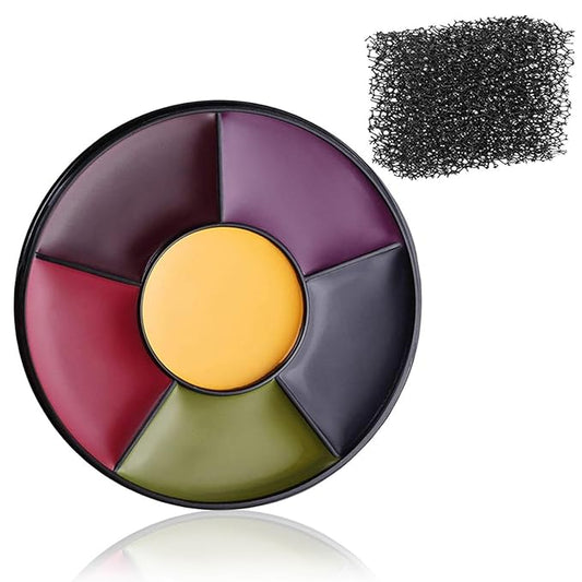 6 Colors Bruise Wheel for Halloween SFX Makeup, Face Body Oil Paint for Theatrical Zombie Bruise Special Effects Makeup with 3pcs Stipple Sponges