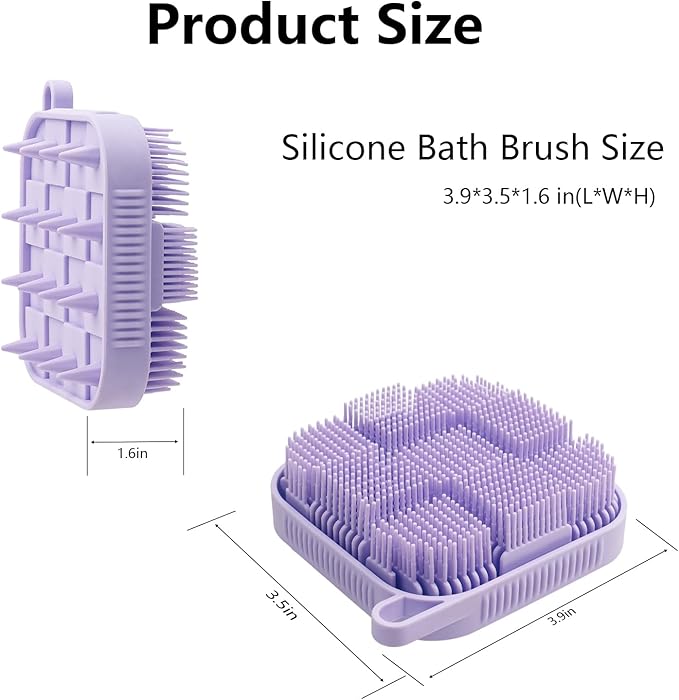 Silicone Shower Scrubber Women Men 2 Pcs Exfoliating Body Scrubber Exfoliator Scalp Non-Slip Hollow Hand Glove Loofah Alternative Deep Clean Wash Dual-Sided Durable Scrub Bath Essentials Green Purple
