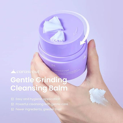 caraseoul Gentle Grinding Cleansing Balm Makeup Remover with BHA Salicylic Acid & Bakuchiol, Vegan, Non-Greasy Texture, Cleansing Oil Travel Size, Korean Skin Care, For All Skin Type (50ml/1.69 fl.oz)