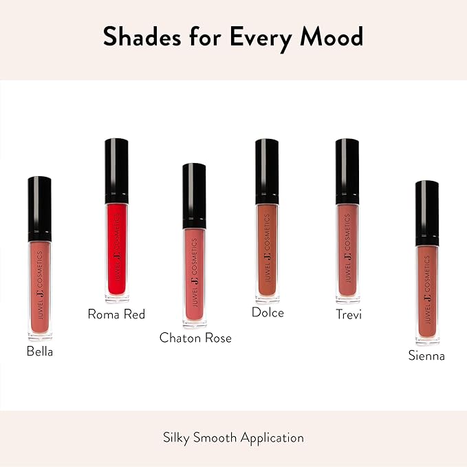 Juwel Cosmetics Liquid Lipstick for Women, High Pigment Long Lasting Lipstick, Lightweight Creamy Finish, Transfer-Proof Mineral-Based Nourishing Formula, Cruelty-Free & Lead-Free Lip Color, Roma Red