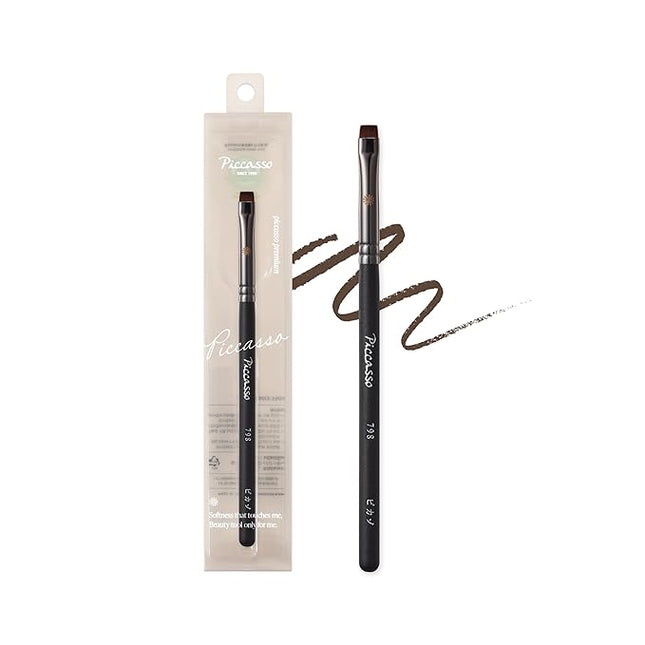 Piccasso 798 Flat Eyeliner Brush – Professional Thin Angled Brush for Gel and Liquid Eyeliner, Soft Bristles for Tightlining and Lash Line, Eye Makeup and Facial Brush from K-Beauty Brand