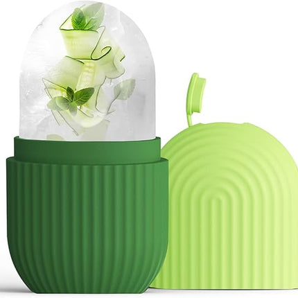 XHJRI Ice Roller Massager for Face, Eyes and Neck - Naturally Condition Skin, De-Puff Eye Bags, Reduce Migraine Pain - Reusable Silicone Ice Mold (Green)