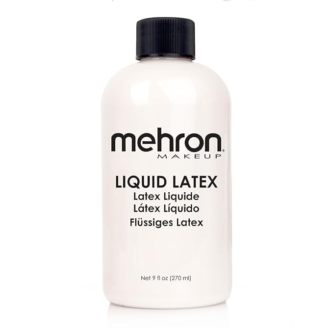 Mehron Makeup Liquid Latex | SFX Makeup | Halloween | Latex Glue for Skin | Prosthetic Glue 9 fl oz (266 ml) (Clear Flesh)