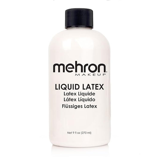 Mehron Makeup Liquid Latex | SFX Makeup | Halloween | Latex Glue for Skin | Prosthetic Glue 9 fl oz (266 ml) (Clear Flesh)