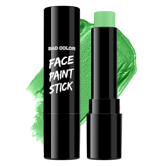 BAD COLOR Light Green Eye Black, Lime Green Face Body Paint for Sports St. Patrick's Day Camouflage Hunting Hulk, Washable Painting Sticks for Halloween Costume SFX Cosplay Witch Grinch Makeup