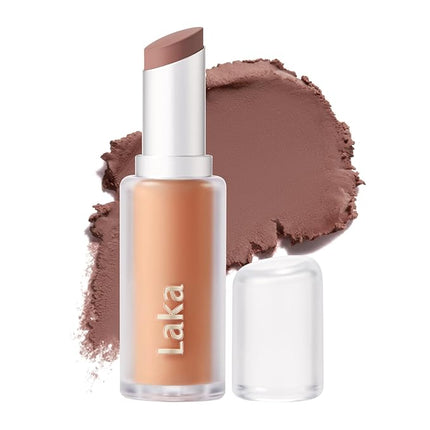 Laka Bulky Matte Lipstick, 4g/0.14oz., Long Wear, Non-Drying Lip Stain Stick with High Pigmentation, Voluminous Lips, K-Beauty (#408 Bebe Almond)