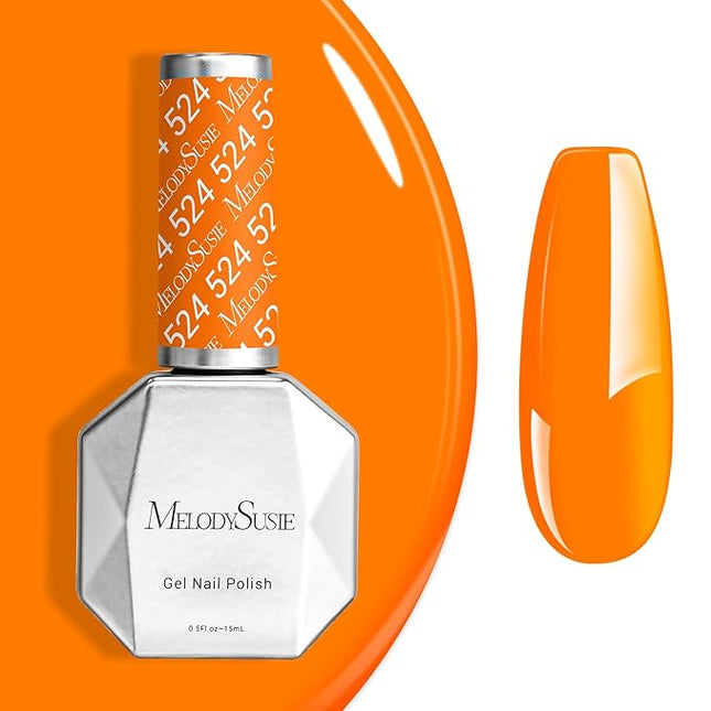 MelodySusie Orange Gel Nail Polish,0.5fl oz Bright Orange Nails Soak Off UV LED Neon Orange Gel Polish Gift for Women Nail Art Manicure Salon DIY Nail Design Decoration at Home-524-A2503