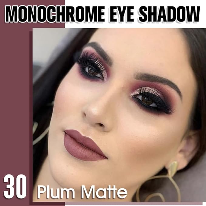Plum Matte Single Eyeshadow, Lightweight Blendable Mini Eye Shadow for Older Women, Monochrome Eyeshadow Palette Makeup Pigmented Waterproof, Vegan & Cruelty-Free, 30