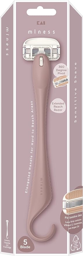 Kai Miness Extended Reach Body Razor, Gentle Beauty Groomer for Hair Removal, Ideal for Shaving in Hard-to-Reach Areas, Japanese Steel Removes Body Hair