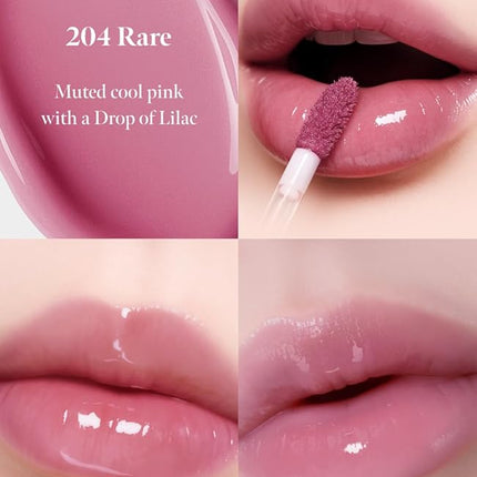 Dew Drop Tint #204 Rare 4.5g, Glossy, Lightweight Lip Stain, Glass-Like, High Shine, Moisturizing Lip Oil, Long Lasting Color, Hydrating Gloss, Dewy Finish, Korean Beauty Makeup