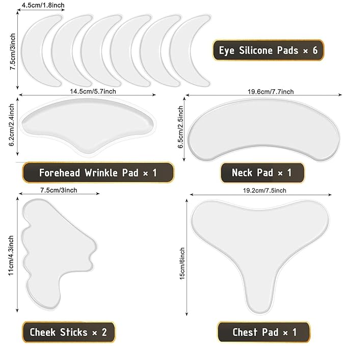 Wrinkle Patches for Face, Neck, Chest, Forehead, Under Eye & Nasolabial Folds – Reusable Facial Silicone Pads for Anti Wrinkle Treatment, Fine Lines Smoothing, Firming & Hydrating Skincare, 11 Pcs