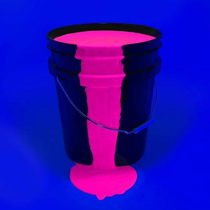 milo UV Neon Pink Washable Party Paint | 5 Gallon Bucket | Bulk Fluorescent Party Paint for Rave, Events, Concerts | Glows UV in Black Light | Made in USA | Safe for Skin, Washable, and Non Toxic