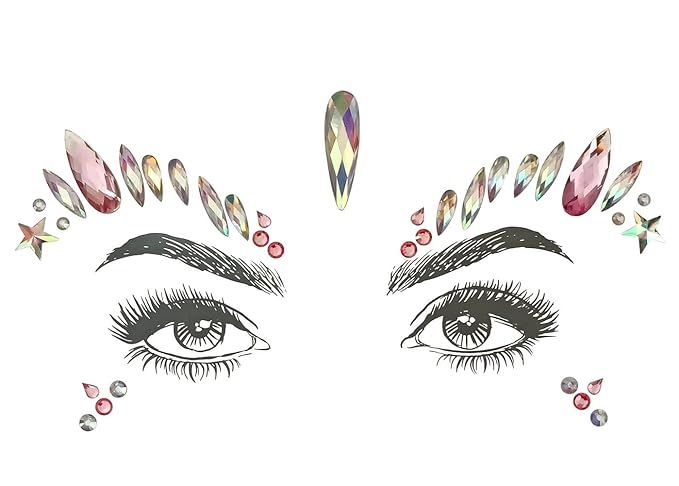 6 Pcs Face Gems, Face jewels, Face Sticker, for Halloween Music Festivals Party Rave Carnival Birthday Party