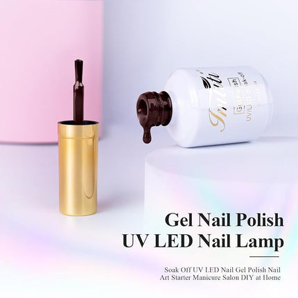 Imtiti Dark Red Gel Nail Polish, 1 Pcs 15ml Chocolate Brown Autumn Winter Gel Polish UV LED Soak Off Nail Art Manicure at Home Gift for Women Girl