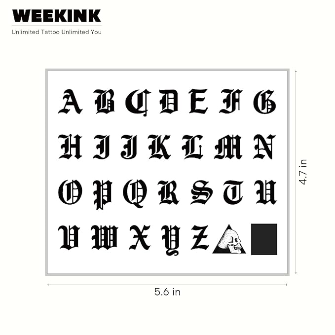 Old English Gothic Alphabet Letter Temporary Tattoos – Realistic Name & Word Fake Tattoo for Finger, Wrist & Neck, Long Lasting Semi-Permanent Tattoos for Men & Women