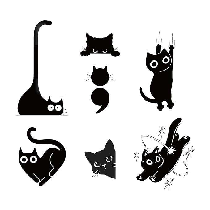 Black Cat Temporary Tattoos – 7 Unique Cat Designs, Playful & Cute Tattoos for Adults, Realistic & Long Lasting for 2 Weeks