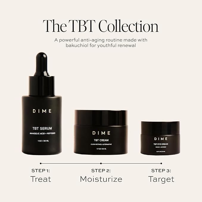Dime Beauty TBT Eye Cream 0.5 oz (15 ml) - Smooth Fine Lines, Firm Skin, Restore Bounce, Long Lasting Hydration with Bakuchiol