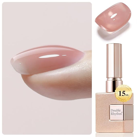 Double Rhythm Clear Gel Nail Polish 15ml Nail Strengthener in a Bottle Nail Extension Hard Gel Soak Off Long Lasting UV Gel (Skin Nude 8 in 1-5)