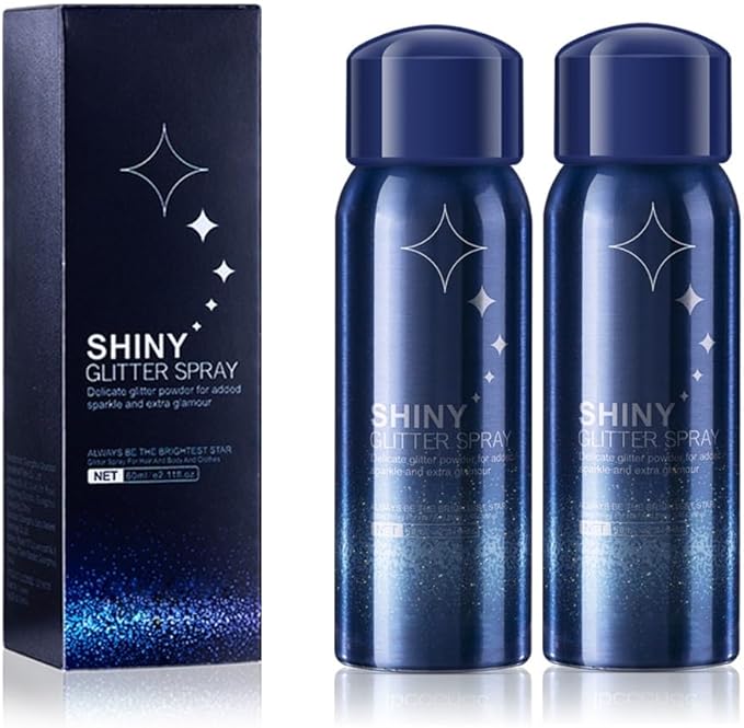 2 Pcs Body Glitter Spray, Perfect Body Glitter for Music Festival Stage Makeup and Festival Rave Shimmer Spray Highlighter Makeup.