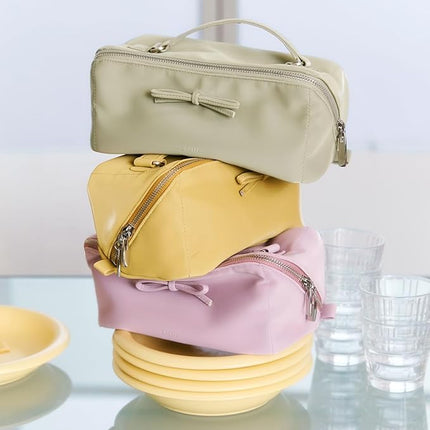 EACHY Travel Makeup Bag,Large Capacity Cosmetic Bags for Women,Waterproof Portable Pouch Open Flat Toiletry Bag Pattern Makeup Bag