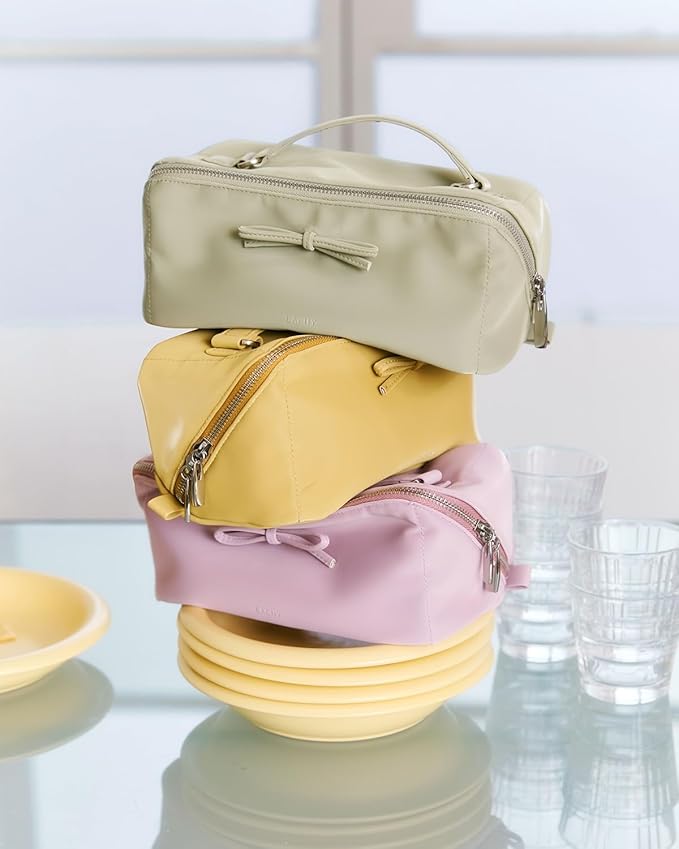 EACHY Travel Makeup Bag,Large Capacity Cosmetic Bags for Women,Waterproof Portable Pouch Open Flat Toiletry Bag Pattern Makeup Bag