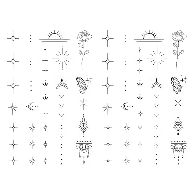 Hand Temporary Tattoo Stickers – Minimalist Designs for DIY Finger Tattoos, Long-Lasting, Waterproof & Realistic, 60+ Tiny Semi-Permanent Tattoos for Women