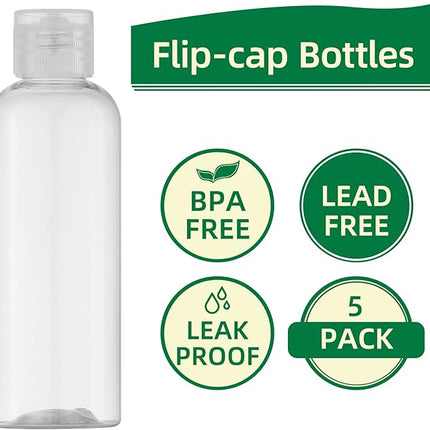LISAPACK 3.4 oz Travel Bottles for Toiletries, Plastic Travel Size Containers for Shampoo Conditioner TSA Approved, Empty Small Squeeze for Lotion, Clear Leak Proof Mini Liquid Tube for Refillable