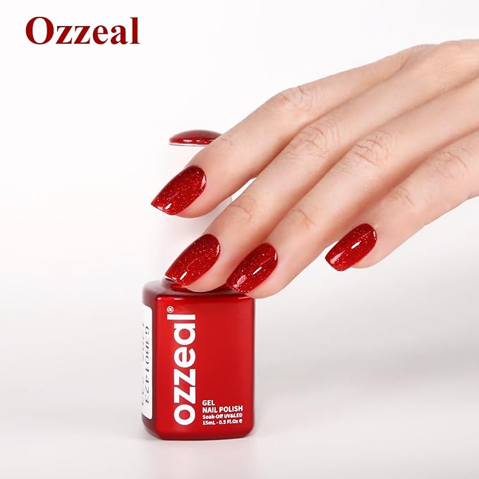 Glitter Gel Polish,Christmas Red Glitter Gel Nail Polish Sparkle Shimmer Gel Glitter Nail Polish Fall Winter Soak off LED UV Gel Nail Polish for Art DIY Manicure 15ML