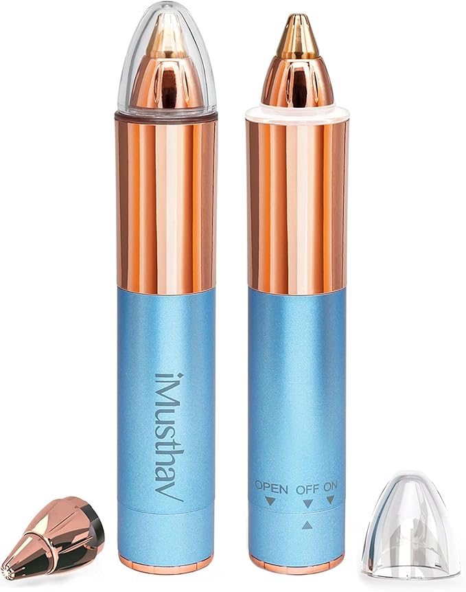 Portable Flawless Eyebrow Hair Remover for Women – Painless, Fast & Precise Flawless Electric Razor & Epilator for Eyebrow, Nose, Ear Hair Removal – 18K Gold-Plated, 360° LED Light