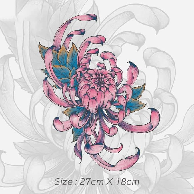 Large Temporary Tattoos Women Temporary Neck Tattoos Temporary Realistic Flower Chest Tattoo for Adults (Temporary Tattoos Sticker 4)