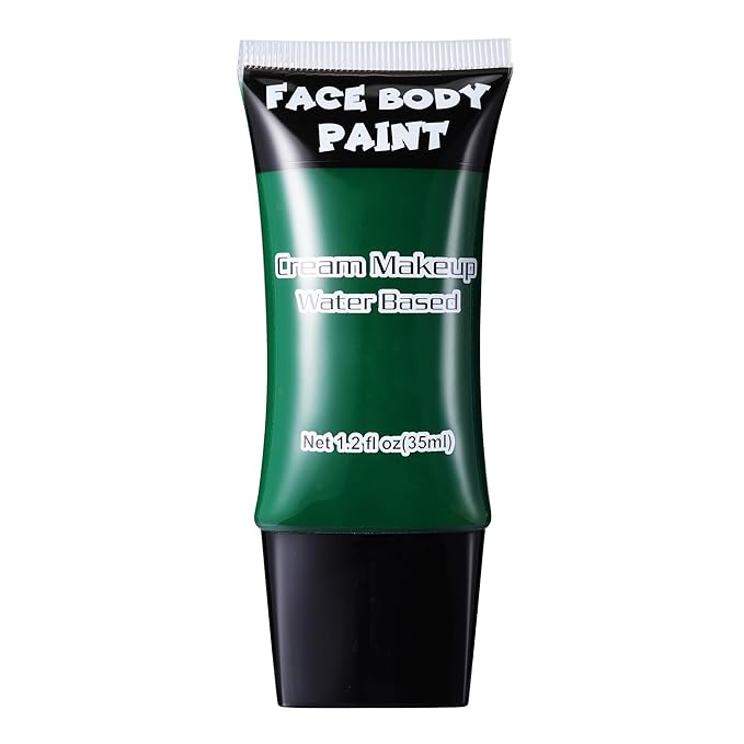 Green Face Paint, Water Based Full Body Paint Halloween Makeup,Cream Face Paint & Body Paint For Camouflage Hunting, Halloween SFX Gamora Witch Makeup 1.2 fl oz (35ml)