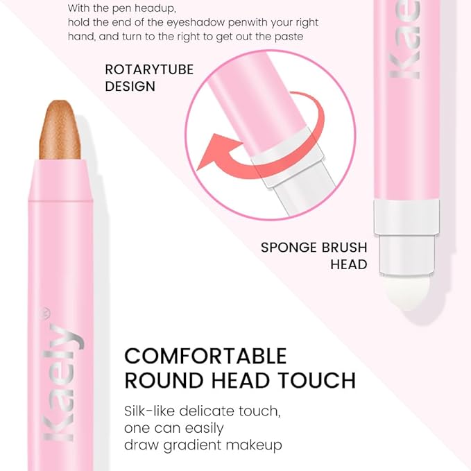 Kaely 2in1 Cream Eye Shadow Brightener Sticks for Eyes, Pencil Eyeshadow Applicator Stick Waterproof Pigmented, Eye Shadow Palette Highlighter Makeup, sombras para ojos, 05 Bronze Gold Shimmer