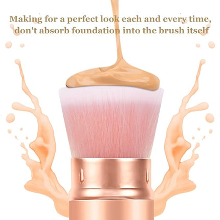 Falliny Retractable Makeup Brushes, Travel Kabuki Powder Foundation Brush, Portable Face Liquid Foundation Sunscreen Brush with Cover for Blending Liquid, Bronzer,Cream or Flawless Powder Cosmetics
