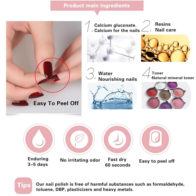 Non Toxic Nail Polish Set, Easy Peel Off and Fast Dry NailPolish Set for Pack, Eco Friendly and Organic Water Based Nail Polish for Women,Teens(18 Bottles)