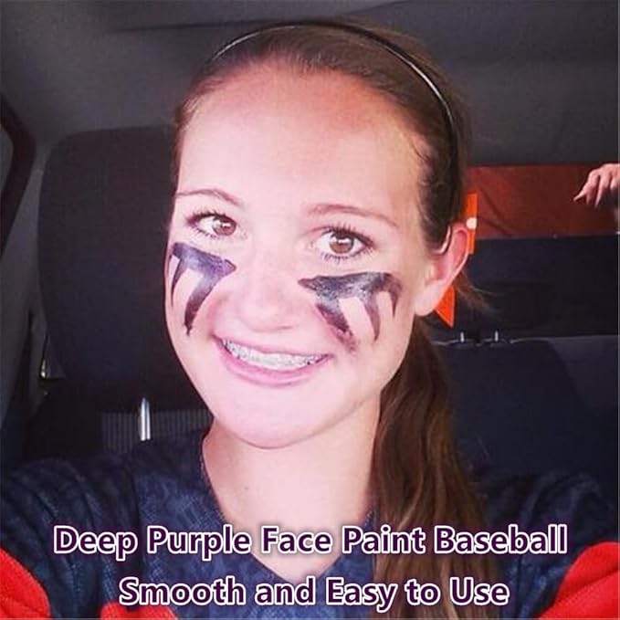 Go Ho Makeup Deep Purple Cream-Blendable Stick-Purple Eye Black Face Body Paint Professional SFX Makeup Ursula Face Paint,Baseball Face Paint Stick,Safe Facepaint Nose&Lip Smacking for Halloween