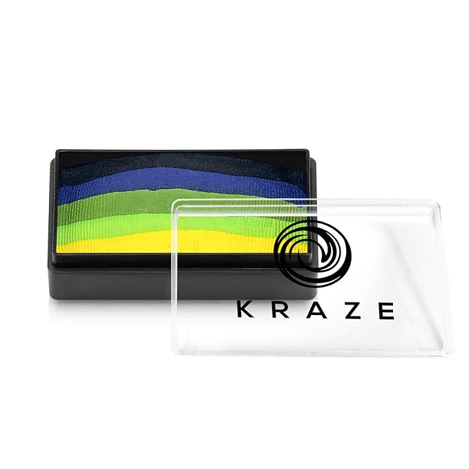 Kraze FX Dome Stroke - Dragon Dance (25 gm), Professional 1-Stroke Split Cake, Hypoallergenic, Non-Toxic, Water Activated Face & Body Painting Makeup Supplies for Sensitive Skin, Kid Safe, Adults