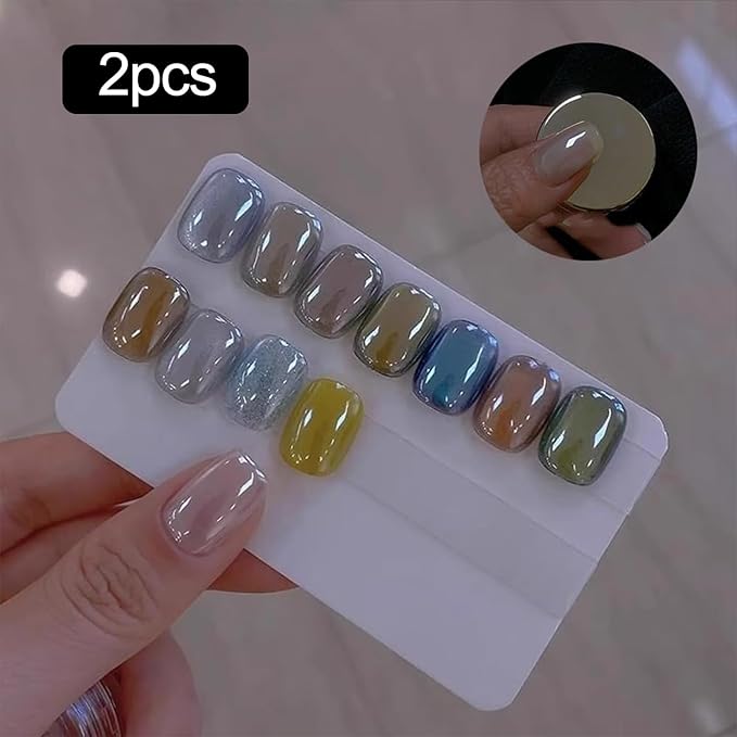 2Pcs Moonlight White Chrome Nail Powder, Magic Clear Pearlescent Mirror Effect Nail Glitter Powder, Pearl Chrome Pigment for Nail Art Decoration