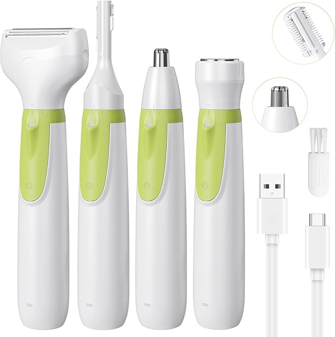 Electric Razor for Women- 4 in 1 Electric Shaver for Women, Wet & Dry Bikini Trimmer and Facial Hair Remover,Eyebrow Razors Nose Hair Trimmer Rechargeable Personal Trimmer Groomer for Body Hair 8868