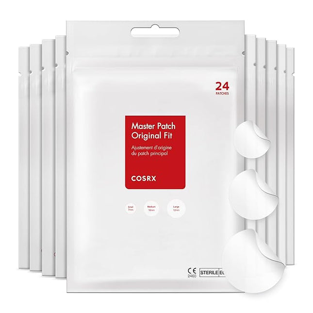 COSRX Acne Pimple Patch Absorbing Hydrocolloid Original 3 Size Patches for Blemishes and Zits Cover, Spot Stickers for Face and Body, Not Tested on Animals (240)